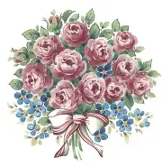 Pink Rose Blue Accent Flowers 12 pcs 1" X 1" Waterslide Ceramic Decals
