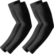 Arm Sleeves UV Sun Protection UPF 50 Compression 2 Pairs - Black