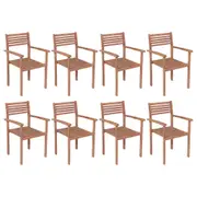 Stackable Garden Chairs 8 pcs Solid Teak Wood vidaXL