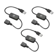 3pcs 5V 3A USB Inline Tact Dimmer Switch LED Strip Lights Controller Black