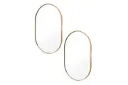 2 Set Wall Mirror Oval Aluminum Frame Bathroom 50x75cm GOLD