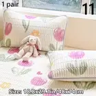 1 Pair Glaçon Silk Pillowcase Floral Cushion Cases Soft Pillow Cover Bedding