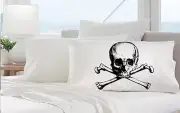 Black Skull and Crossbones pirate ship Pillow Cover Queen Size Cotton Pillowcase