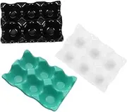 BESTYASH 3Pcs Ceramic Egg Holder Tray Protective Egg Storage Box for Refrigerator Non Slip Design Compact Organizer for Kitchen Countertop