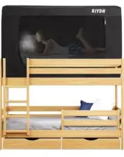 Bed Tent For Privacy, Dorm, Twin Bunk, Black, With Light Hooks, Ventilation, USB