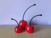 Donald Carlson American Art Glass 3 Large Red Cherry Sculptures Table Top Decor