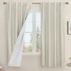 Natural 100% Blackout Linen Curtains, 63 Inches 38"W x 63"L (Pack of 2) Stone