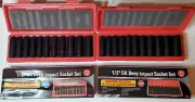 24pc 1/2 Drive DEEP AIR IMPACT SOCKET Set SAE and METRIC CR-V w/ Case 6 PT tool