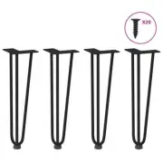 Hairpin Table Legs Set of 4 Black 42cm Sturdy Steel Mid Century Modern Design