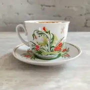 Tea pair teapot cup and saucer vintage USSR Ukraine porcelain Polonne