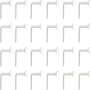 [Aradoea] 20g 0.8mm L-Shaped Acrylic Nose Stud Clear Nostril Septum Retainer Jewelry Keeper Rings Small Flexible L Shape Bend Hide Piercing Flat Nose Lip Ear Tongue Hoop For School Daily Work Men Women