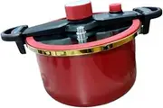 Leefasy Micro Pressure Pot Enamel Fast Heating Non Stick 7L Large Capacity Gland Type Cooker Stovetop Pressure Cooker for Restaurant, red