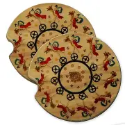 Harvest Wood Car Coaster Gift Set fit Car & Truck Cup Holder