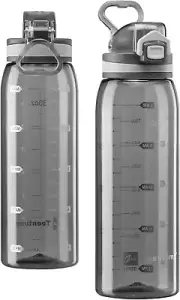 30Oz Sport Water Bottle with Time Markers, Large Durable Gym Plastic Bottle Trit