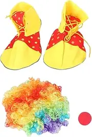 SAFIGLE 1 Set Clown Makeup Props Wig Clown Nose Performance Props Clown Dress up Clown Shoe Colorful Fabric