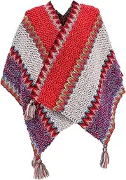 [Healeved] Warm Ethnic Style Shawl Cape for Women Fashionable Cardigan Wrap Cloak for Winter Occasions Durable Skin Friendly Design