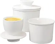 French Butter Crock for Counter With Water Line French Butter Dish for Counter (white)
