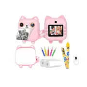 Instant Print Children Toy Camera with Print Paper and 32GB TF Card Selfie Video Digital Camera 1080P HD-Pink