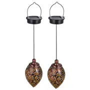 Solar Lantern Outdoor Waterproof Hanging Solar Lights Lamps Metal LED Decorative Lighting for Garden Decor Patio Lawn Porch 2 Pack