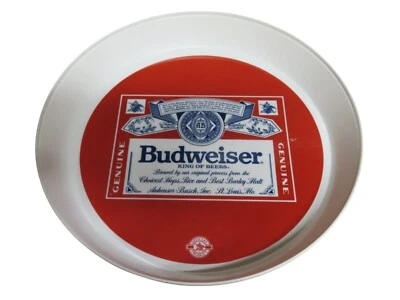 Vintage Round Plastic Budweiser Serving Tray 13" Round Man Cave Decor King Beers