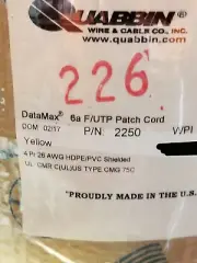 Quabbin 2250 Cat6A Shielded Datamax F/UTP Patch/Jumper 100Ohm Cable Yellow/100ft