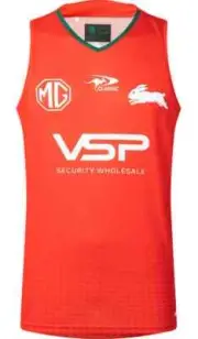 South Sydney Rabbitohs 2025 NRL Mens Red Training Singlet Sizes S-7XL BNWT