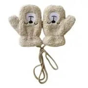 Children Winter Warm Full Finger Gloves Lamb Wool Cartoon Outdoor Accessories