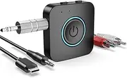 Bluetooth Transmitter Receiver, LAICOMEIN V5.0 2-in-1 Bluetooth Adapter, Wireless Transmitter for TV PC MP3 Gym Airplane, Bluetooth Receiver for Speakers Headphones Boat Car Black+Blue BT-US-01