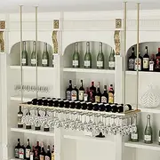 Hanging Wine Rack, Metal Ceiling Bottle Rack, Vintage Wine Storage Holder with Stemware Glass Shelf for Under Cabinet, Kitchen, Bar, Adjustable Height and Width (Size : 60cm)