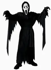 Hallowcoss Scary Scream Costume Gostfaceing Costume Black Robe with Mask Mens Costume Halloween Cosplay Costume