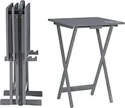 Linon SAMM, Wood, Grey, Five Piece TV Tray Table Set