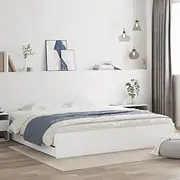 Bed Frame with 6 Drawers, White, King Size 183x203 cm - Durable Engineered Wood Platform Bed with Plywood Slat Support, Modern Storage Bed Base