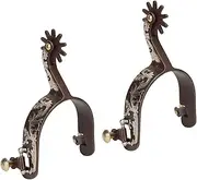 KUIDAMOS Cowboy Spurs Vintage Bronze Low Carbon Steel Horse Spurs with Turnable Gear for Horse