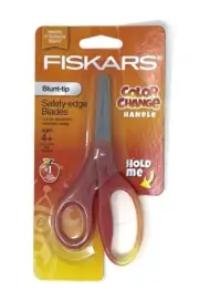 Fiskars Scissors Color Change Red/Orange Handle Pointed-tip Safety edge blade