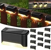 Outdoor Solar Deck Lights 4/8/12/16 Pieces Pack Solar Step Lights Waterproof Led Solar Lights for Stairs, Step, Fence, Railing, Yard and Patio Warm White | Cool White (Warm White, 12)
