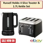 Russell Hobbs 4 Toaster & Kettle Set Bread Toasting Water Heater Jug Kettle Tea