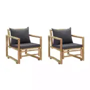 vidaXL Garden Chairs with Cushions 2 pcs Bamboo BMG