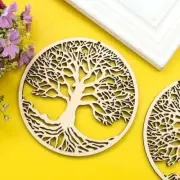 5PC 14cm Chakra Wood Tree of Life Wall Hanging Wooden Art Craft Sacred Ornament
