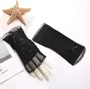 [LEIXIUSM] Half-Finger Bare Fingers Autumn and Summer Thin Women's Driving and Cycling Ice Silk Lace Gloves