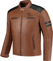 Rusty Stitches Jari V2 Motorcycle Leather Jacket, black-brown, Size XL for Men Black Brown