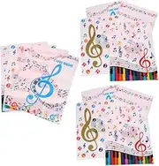 MINAOLULUS 12pcs PVC Music Note Pattern Document Holder Reusable Two-Page File Folder for School and Office Double-Sided Sheet Protector for Organizing Musical Scores and Documents