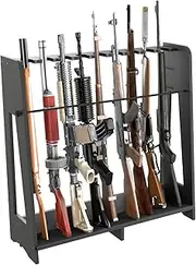 Prometis Gun Storage Racks Indoor - Freestanding Floor Wooden Rifle Standing Rack, Vertical Shotgun Storage Solutions and Gun Room Display Stand, 9 Slots Adjustable Height for up to 9 Long Guns