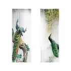 2 Pieces Curtain Panels Peacock Tulle Curtains Printed Sheer Curtains for