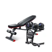 Powertrain 48KG Adjustable Dumbbell Set (Blue) & Stand with FID Weight Bench