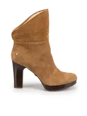 Brown Suede Platform Shearling Lined Boots