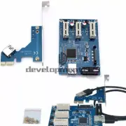 1PC PCI-e Express 1X to 3 Port 1X Switch Multiplier HUB Riser Card +USB Cable