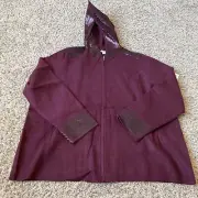 Chicos Womens Sequin Zip Cardigan Hooded Sweater Jacket Deep Merlot 4 $139