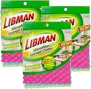 Libman 1482 Microfiber Sponge Cloths – Combines The Best of a Sponge and Dish Cloth, Includes 3 Packs of 3 Sponge Cloths (9 Total Sponge Cloths), Pink, Blue and Green, 7.5 in. x 6.5 in.
