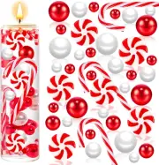 120Pcs Christmas Vase Filler, White and Red Candy Cane Decor Table Decorations