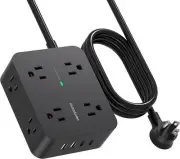 Surge Protector Power Strip 10 Ft Cord, Extension Cord with 2 USB C Ports, Mu...